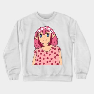 Pink Hair Anime Girl Crewneck Sweatshirt